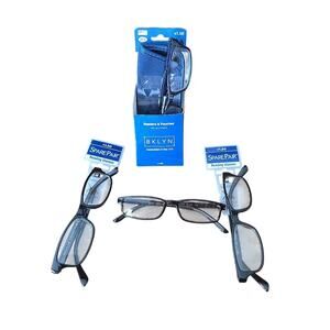 Lot of 4 NEW BKLYN‎ & Spare Pair Clear Oval Reading Glasses Eyeglasses +1.50